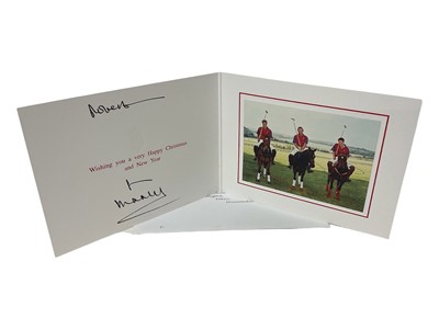 Lot 78 - H.R.H. Prince Charles, Prince of Wales (now H.M. King Charles III) hand signed and inscribed 2001 Christmas card with gilt embossed Royal cypher to cover, colour photograph of the Prince with Pr...