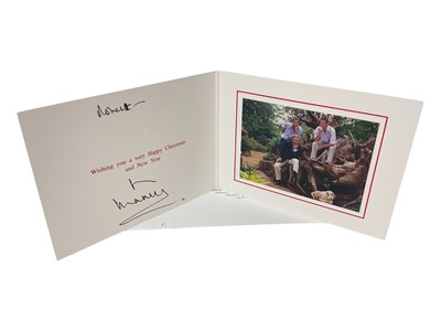 Lot 79 - H.R.H. Prince Charles, Prince of Wales (now H.M. King Charles III) hand signed and inscribed 2002 Christmas card with gilt embossed Royal cypher to cover, colour photograph of the Prince with Pr...
