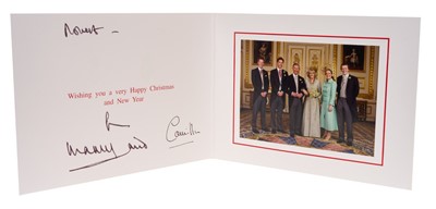 Lot 82 - H.R.H. Prince Charles, Prince of Wales (now H.M. King Charles III) and H.R.H. The Duchess of Cornwall (now H.M. Queen Camilla), hand signed and inscribed 2005 Christmas card with gilt embossed Ro...