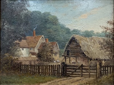 Lot 1245 - Christopher Mark Maskell (1846-1933) oil on board, Pond Hall Farm, signed, 17cm x 22cm, in gilt frame