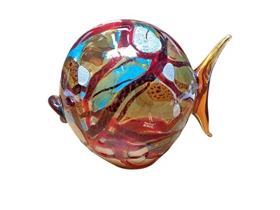 Lot 2219 - Large Murano glass fish, with sticker signed 'Vetro Artistico Murano'