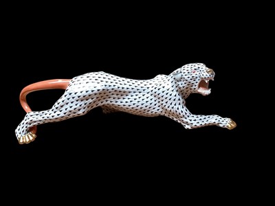 Lot 2226 - Large Herend model of a panther, with black scale pattern