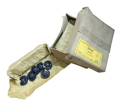 Lot 708 - Collection of 200 new old stock' Second World War Wartime Economy Royal Marines cap badges manufactured by Alfred Stanley & Sons, Walsall, in original boxes.