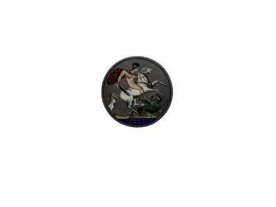 Lot 413 - G.B. - Multicoloured enamelled George IV silver Crown brooch 1821