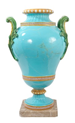 Lot 295 - Impressive 19th century majolica pedestal urn