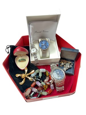 Lot 92 - Three wristwatches and costume jewellery