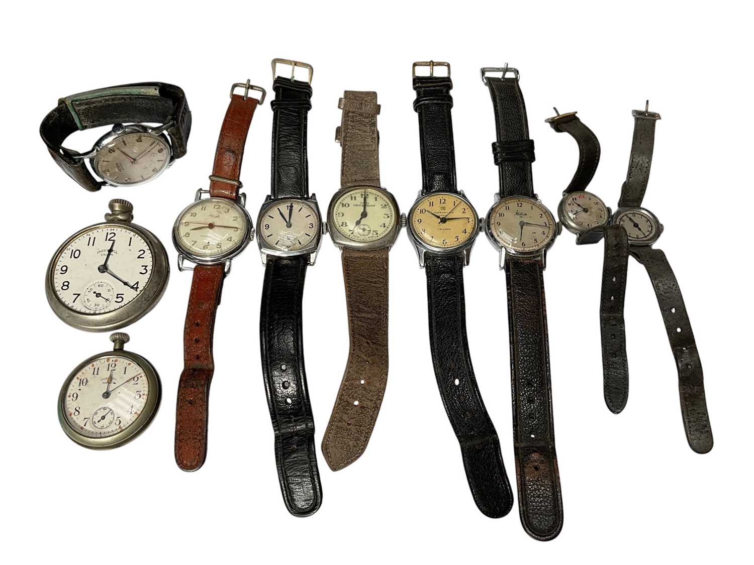 Lot 17 - Group of vintage wristwatches including Medana, Kelton, Ingersoll, Kienzle and others, together with two pocket watches