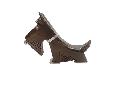 Lot 2945 - Art Deco chrome and hardwood novelty Scottie table lighter