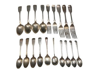 Lot 181 - Group of Georgian, Victorian and later silver cutlery