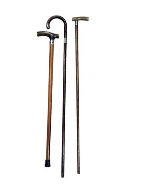 Lot 2969 - Three antique silver mounted walking sticks