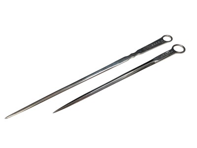 Lot 184 - Two Georgian silver meat skewers