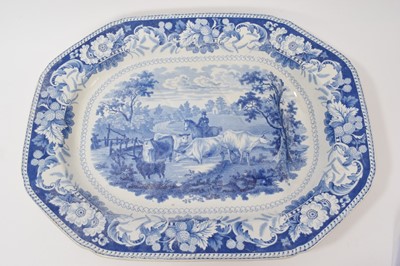 Lot 43 - 19th century blue and white transfer printed meat dish