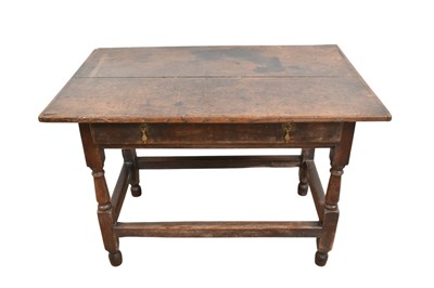 Lot 1365 - Late 17th century oak single drawer side table