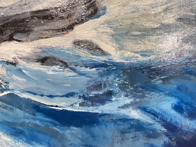 Lot 63 - Rita Smith oil on board - Seacaves Inishmore, signed and dated 1975, 60cm x 76cm, unframed