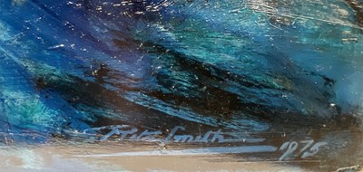 Lot 63 - Rita Smith oil on board - Seacaves Inishmore, signed and dated 1975, 60cm x 76cm, unframed