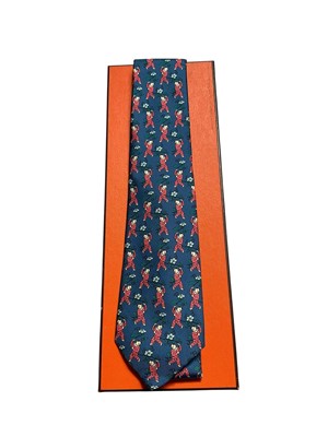 Lot 2550 - Hermès silk tie, oriental figure 7238 MA, boxed.