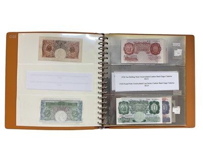 Lot 433 - G.B. - An album containing mixed Bank of England banknotes spanning the period 1928-2002 to include denominations - Ten Shillings, Pounds & Five Pound notes with replacement and other rariti...
