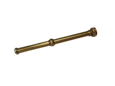 Lot 63 - Sampson Mordan & Co yellow metal propelling pencil with engraved crest seal top