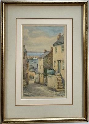 Lot 6 - Thomas Herbert Victor (1894 - 1980) Watercolour, Mousehole, Cornwall, signed, in glazed frame, 18cm x11cm.