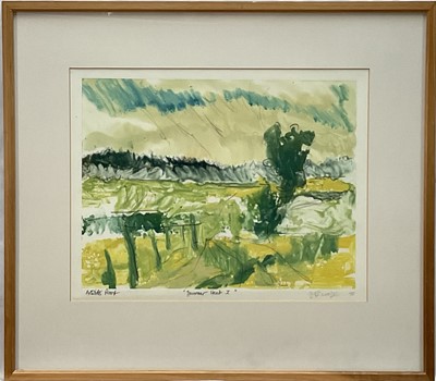 Lot 3 - Oliver West, Plein Air Artists Proof print, Summer Heat I, signed and dated 95, in glazed frame, 31.5cm x 40cm.