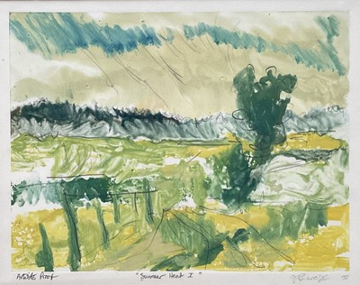 Lot 3 - Oliver West, Plein Air Artists Proof print, Summer Heat I, signed and dated 95, in glazed frame, 31.5cm x 40cm.