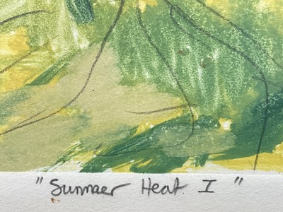 Lot 3 - Oliver West, Plein Air Artists Proof print, Summer Heat I, signed and dated 95, in glazed frame, 31.5cm x 40cm.
