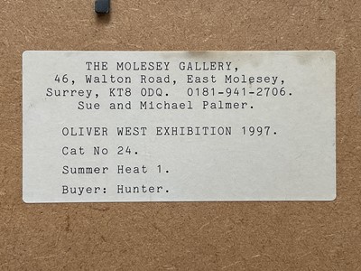 Lot 3 - Oliver West, Plein Air Artists Proof print, Summer Heat I, signed and dated 95, in glazed frame, 31.5cm x 40cm.