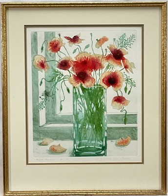 Lot 2 - L. Valerie Christmas (1934-2020) Etching and Aquatint, Field Poppies, signed, edition number 91/150, 32cm 27cm.