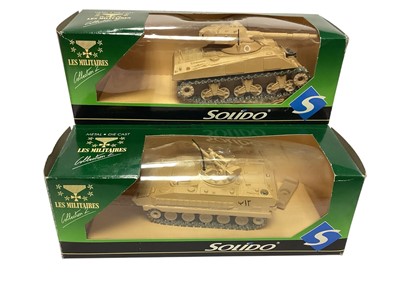 Lot 1736 - Solido 1:50 scale Les Militaries Collection diecast military vehicles including Tanks, Trucks & Staff Cars, in window boxes (previously displayed) (