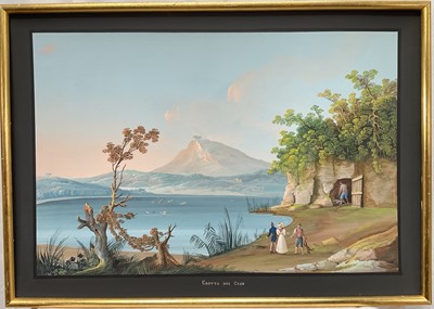 Lot 62 - Neapolitan School, 19th century gouache, Grotto del Cane, 42cm x 63cm, framed (without glass)