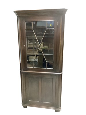 Lot 5308 - Antique corner cabinet with glazed door above and panelled door below, 84cm wide, 177.5cm high