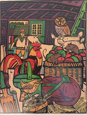 Lot 228 - Kenn Burrows - large limited edition colour Linocut print, signed, 39/250, 76cm x 60cm, unframed