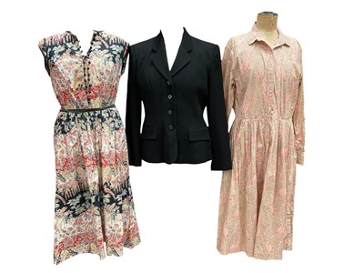 Lot 2515 - Group of women's vintage clothing including Horrockses Fashion cotton paisley print dress size 18, 1970s Origins Liberty jungle print cotton dress size 16, Harvey Nichols black wool and cashmer...