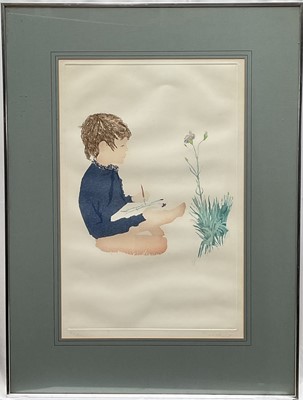 Lot 163 - Patrick Procktor (1936-2003) signed limited edition lithograph - Boy with Carnation, 454/500, in glazed frame