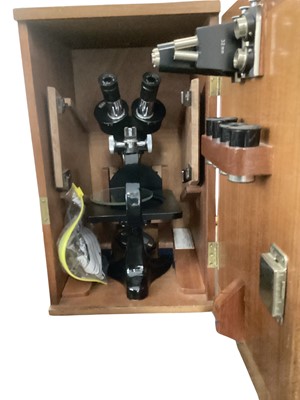 Lot 2973 - Vintage binocular dissecting microscope by R & J Beck, in case.