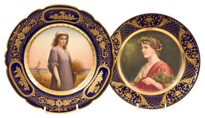 Lot 226 - Two 19th century Vienna porcelain cabinet plates depicting 'Ruth' and 'Fides'