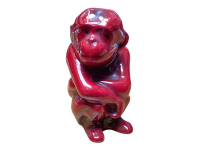 Lot 2214 - Royal Doulton flambé monkey