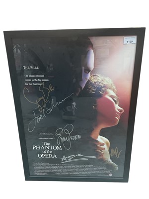 Lot 1199 - Original theatre poster for The Phantom of the Opera, signed by Gerard Butler, Emmy Rossum, Joel Schumacher, Austin Shaw