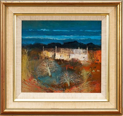 Lot 1198 - *Gordon Hope Wyllie RSW (1930-2005) oil on board, Deserted Crofts Argyll, signed and dated '94 in pencil, titled to label verso, 19cm x 21cm, glazed frame