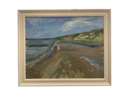 Lot 5270 - Annelise Firth (b. 1961) oil on canvas, Early Evening Stroll Skegen, signed titled and dated 2025, 39cm x 49cm, framed