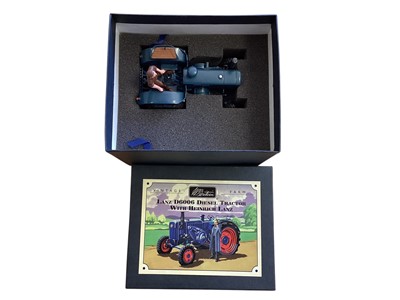 Lot 1747 - Britains Lanz D6006 Diesel Tractor with Heinrich Lanz figure ~ 00315, Betsy Ross ~ 5990, Regimental Quartermaster Sgt and Blitz Solo Set Posties, all boxed (4)