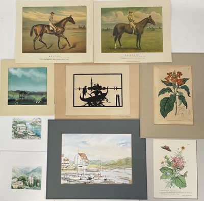 Lot 80 - Collection of unframed watercolours and prints, to include a Venetian Silhouette (9)