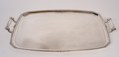 Lot 382 - Late 1940s large silver tray of shaped octagonal form
