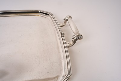 Lot 382 - Late 1940s large silver tray of shaped octagonal form