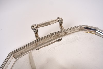 Lot 382 - Late 1940s large silver tray of shaped octagonal form