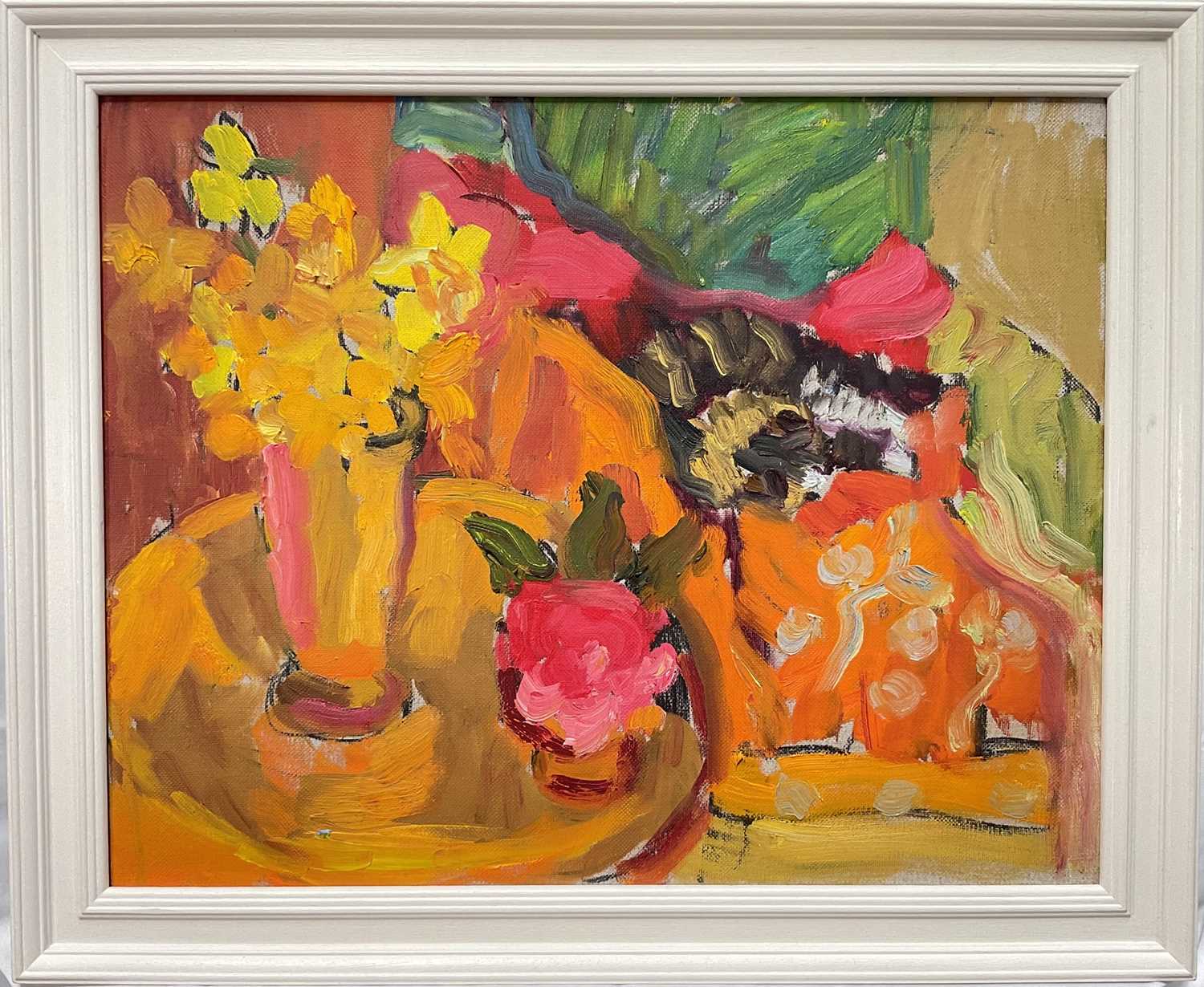 Lot 86 - Annelise Firth (b. 1961) oil on canvas, Molly with Flowers, signed and dated 2025, 40cm x 50cm, framed
