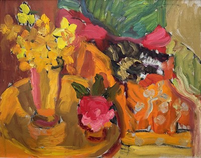 Lot 86 - Annelise Firth (b. 1961) oil on canvas, Molly with Flowers, signed and dated 2025, 40cm x 50cm, framed