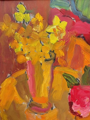 Lot 86 - Annelise Firth (b. 1961) oil on canvas, Molly with Flowers, signed and dated 2025, 40cm x 50cm, framed