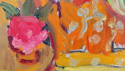 Lot 86 - Annelise Firth (b. 1961) oil on canvas, Molly with Flowers, signed and dated 2025, 40cm x 50cm, framed