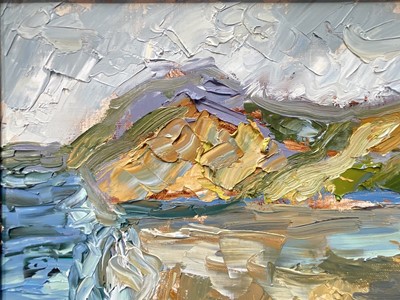 Lot 88 - Annelise Firth (b. 1961) pair oils on canvas, Skegen (Denmark) Beach and Sand Dunes, both signed and dated 2025, 35cm x 45cm, both framed (2)